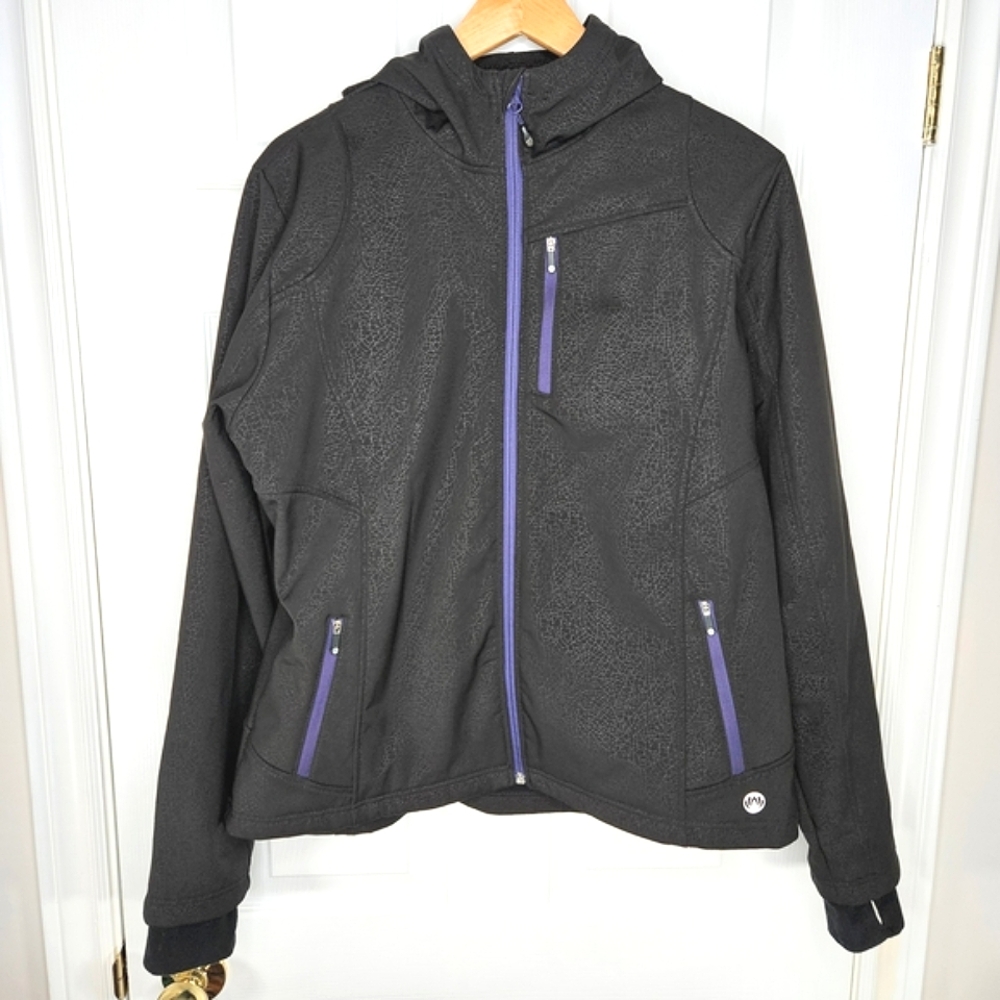 Mondetta Women's Black Purple Softshell Jacket Fleece Lined Size XL